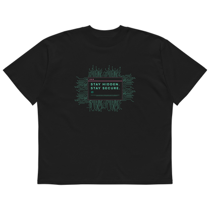 STS “Stay Hidden Stay Secure” Cybersecurity Oversized Organic High-Neck T-Shirt
