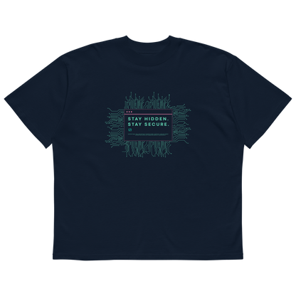 STS “Stay Hidden Stay Secure” Cybersecurity Oversized Organic High-Neck T-Shirt