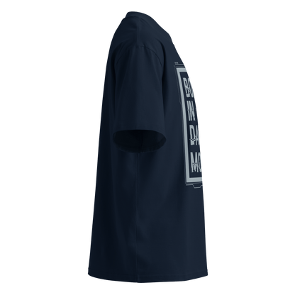Born in Dark Mode – Oversized Organic High-Neck T-Shirt