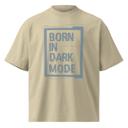 Born in Dark Mode – Oversized Organic High-Neck T-Shirt