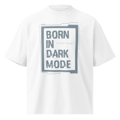 Born in Dark Mode – Oversized Organic High-Neck T-Shirt