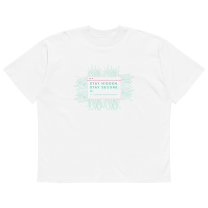 STS “Stay Hidden Stay Secure” Cybersecurity Oversized Organic High-Neck T-Shirt