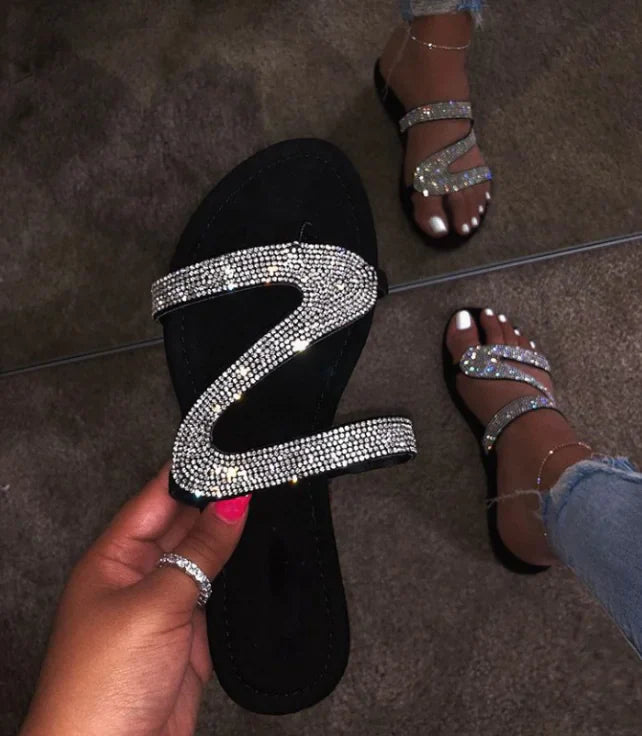 Trendy Women's Diamond Flat Sandals and Slippers