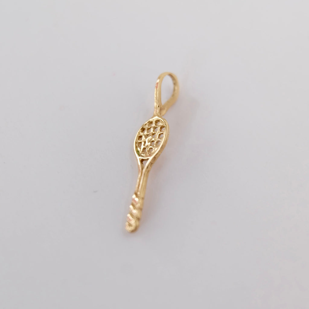 Vintage Tennis Racquet Charm 14K Gold