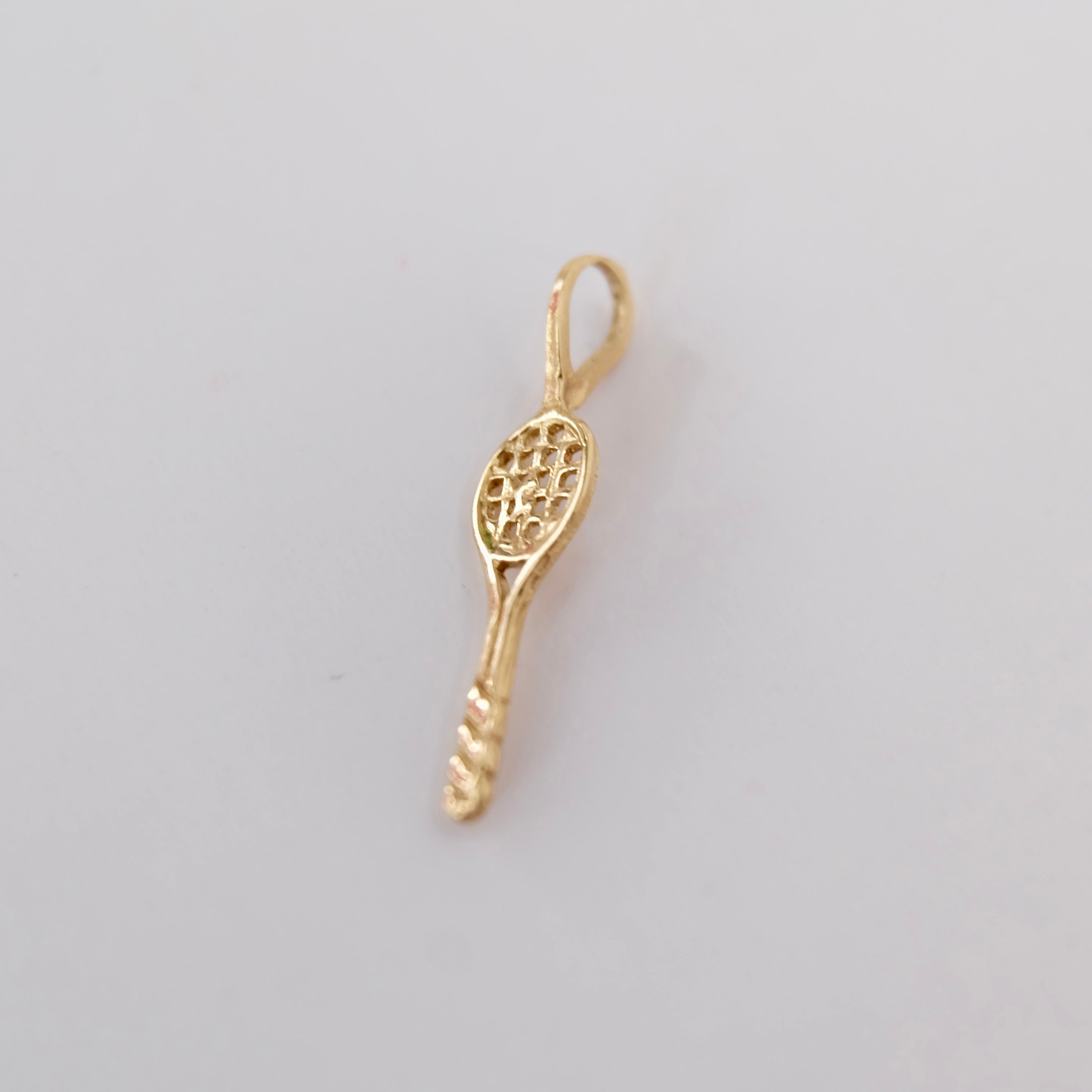 Vintage Tennis Racquet Charm 14K Gold