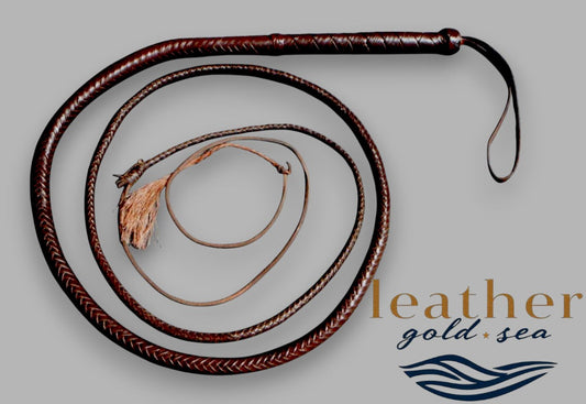 Handmade Genuine Leather BullWhip – Dark Brown.