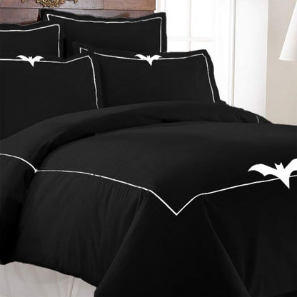 Bat Embroidered Duvet Cover Set Black