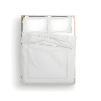 400TC Cotton Luxurious Triple Embroidery Sateen Solid Duvet Cover Set