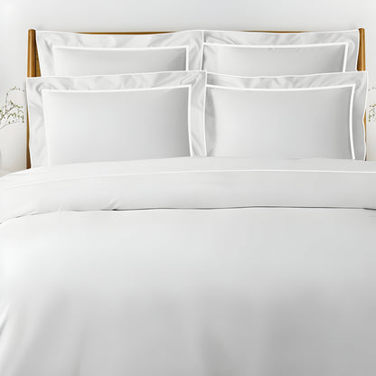400TC Embroidery & Border Cotton Sateen Solid Duvet Cover Set
