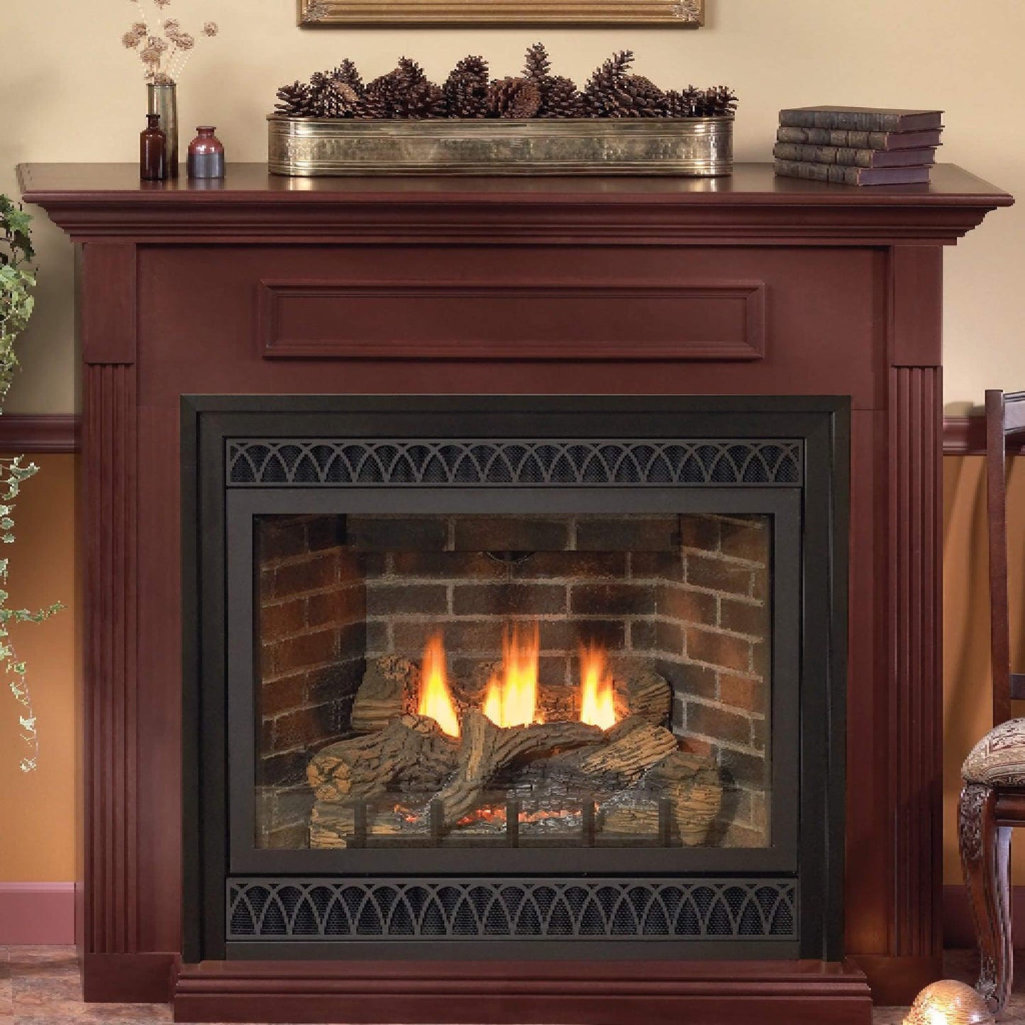 White Mountain Hearth (Empire) Tahoe 48-Inch Intermittent Pilot Propane Gas Direct Vent Deluxe Fireplace W/ On/Off Switch [DVD48FP70P] (SAK40376)