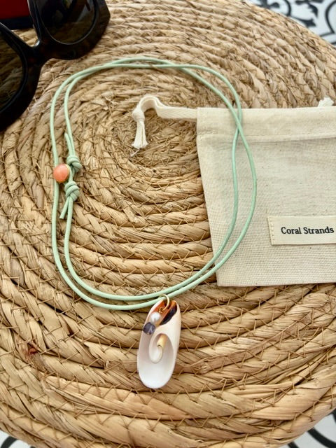 Sea Shell Pendant Necklace with Semi-Precious Gemstones