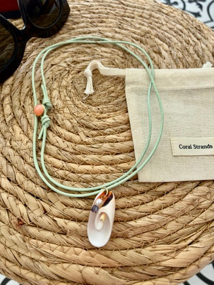 Sea Shell Pendant Necklace with Semi-Precious Gemstones