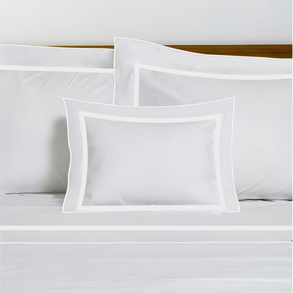 400TC Embroidery & Border Cotton Sateen Solid Duvet Cover Set