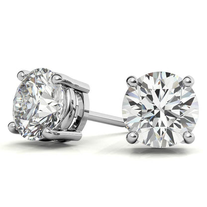 3.50 CTW Lab-Grown Round Diamond Stud Earrings in 14k Gold – E-F/VS AGI Certified