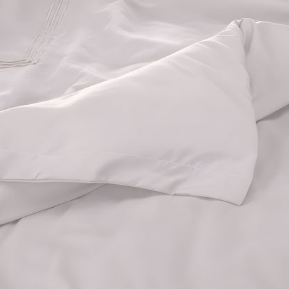 400TC Cotton Luxurious Triple Embroidery Sateen Solid Duvet Cover Set