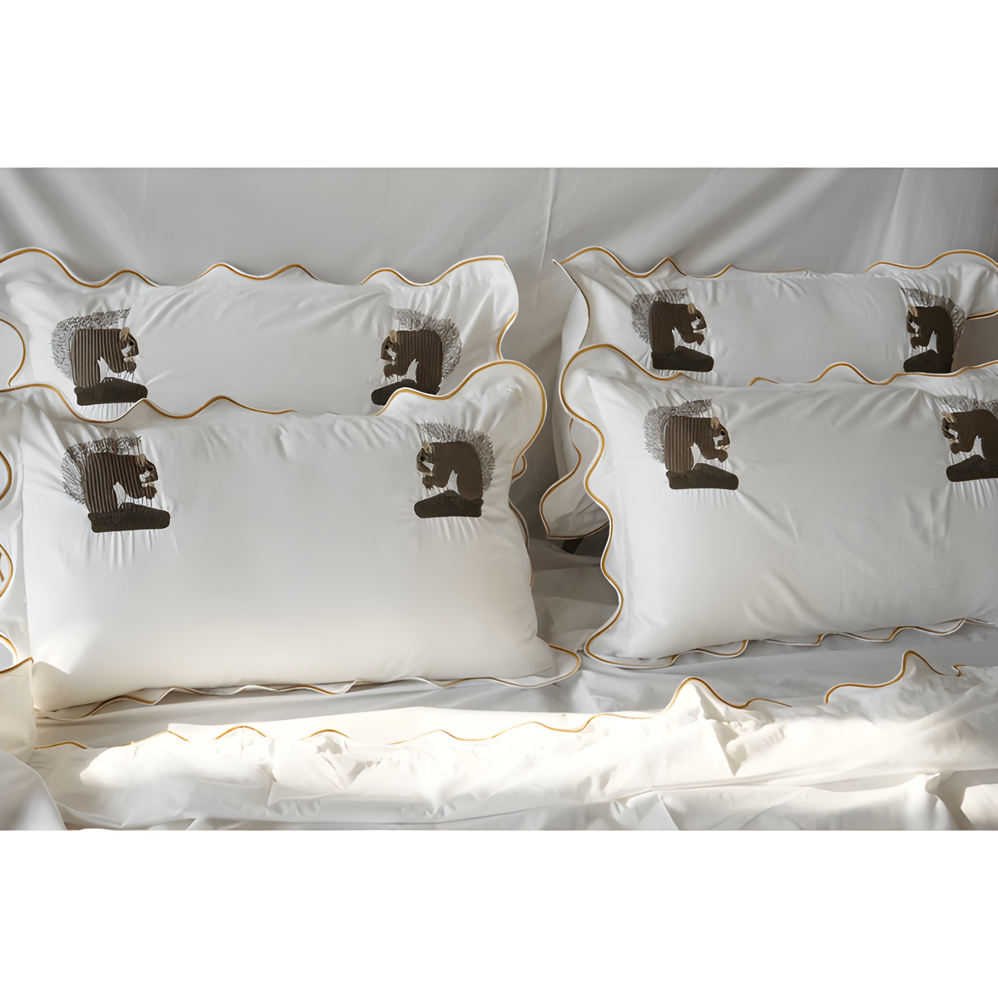 Squirrel Embroidered Cotton Sateen Duvet Cover Set