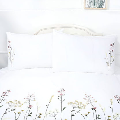 Floral Botanical Embroidered Cotton Sateen Duvet Cover Set