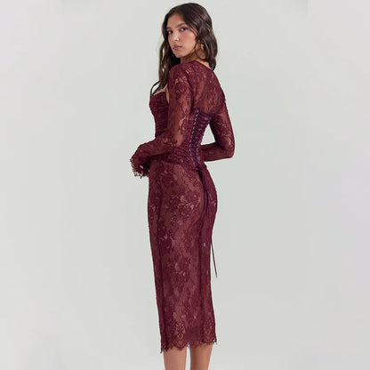 Elegant Red Spaghetti Strap Party Dress