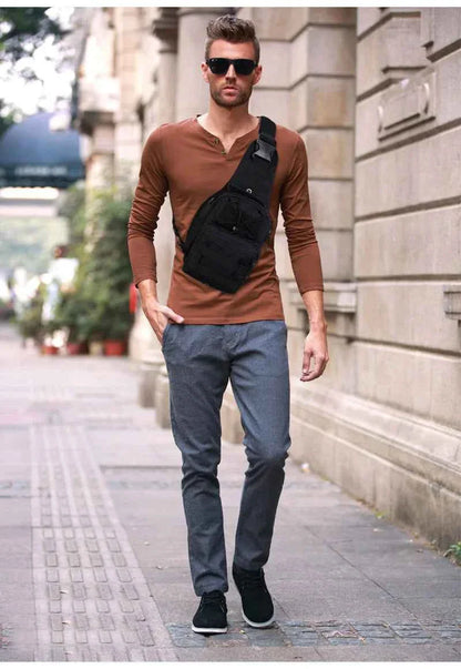 Mens Backpack Tactical Sling Shoulder Bag Molle Travel Chest Pack Outdoor Hiking