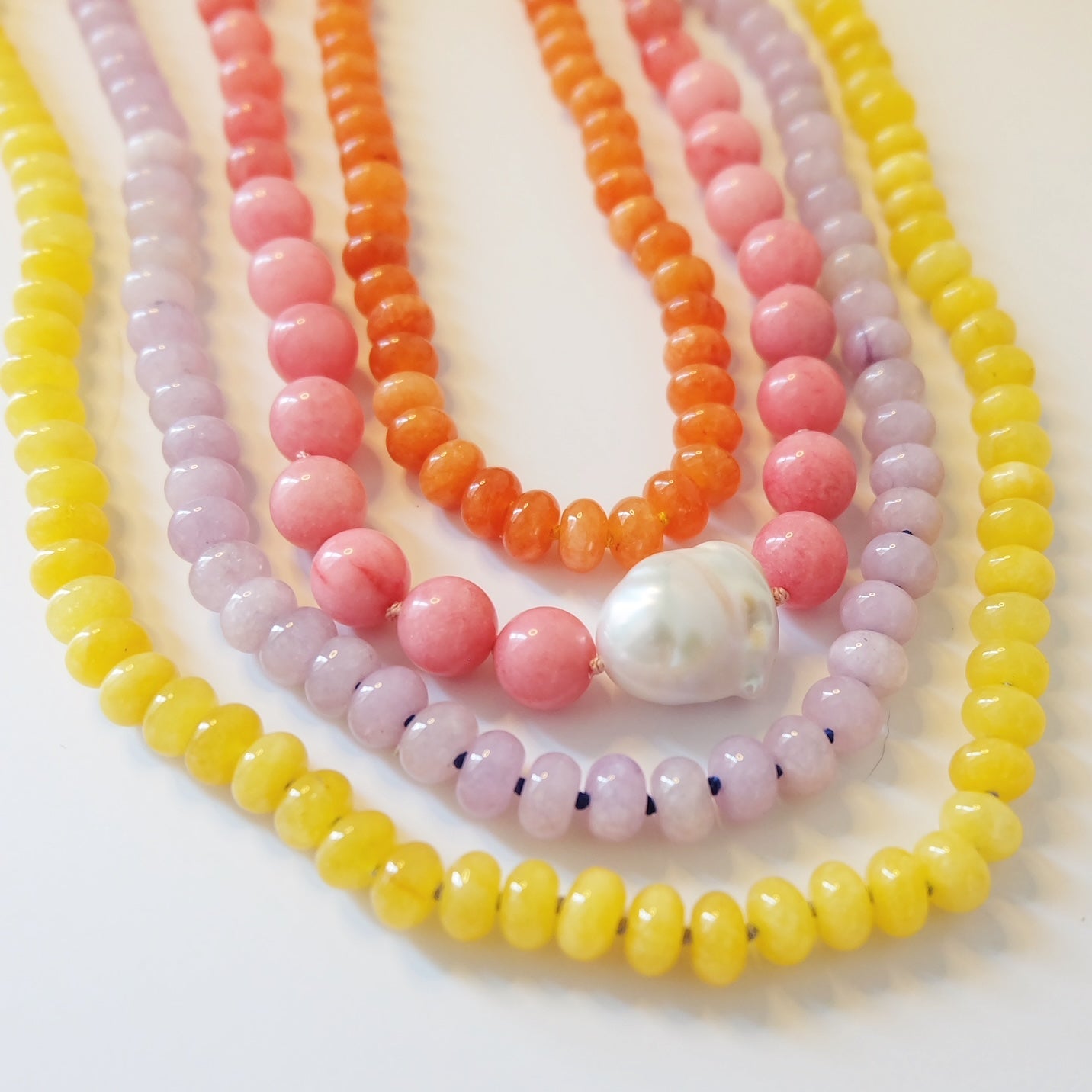 Yellow Candy Necklace: Hand-Knotted Lemon Jade & 14K Gold
