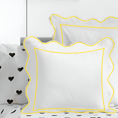 400TC Cotton Scallop Embroidery & Border Sateen Solid Euro Sham