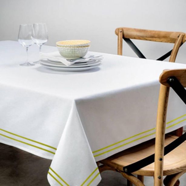 Double Embroidery Border Cotton Sateen Solid Table Cloth