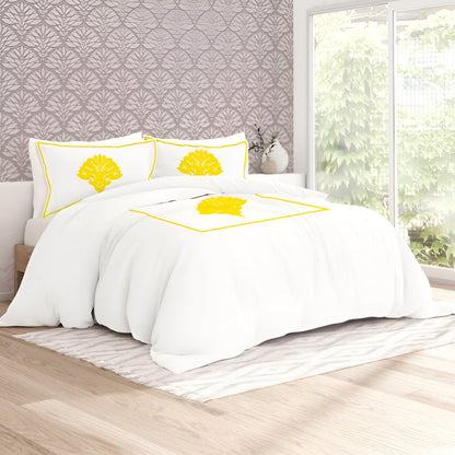 Leafy Embroidered Cotton Sateen Duvet Cover Set